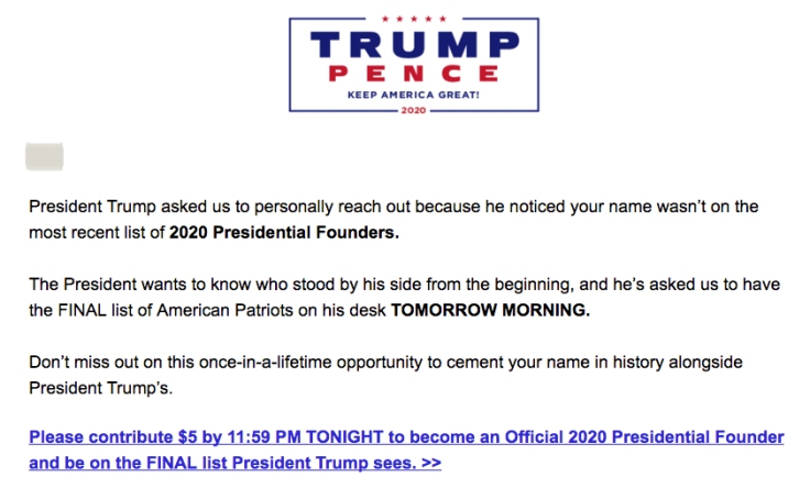 Trump email be on the list